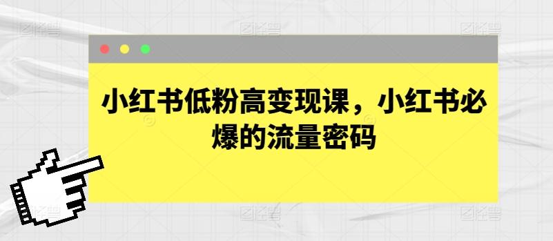 小红书低粉高变现课，小红书必爆的流量密码-我爱自学网