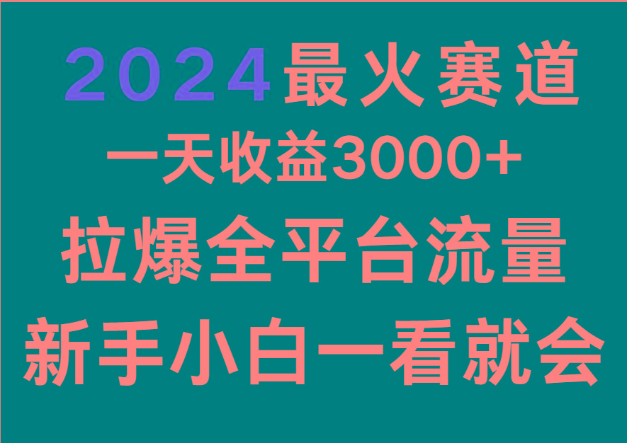 2024最火赛道，一天收一3000+.拉爆全平台流量，新手小白一看就会-我爱自学网