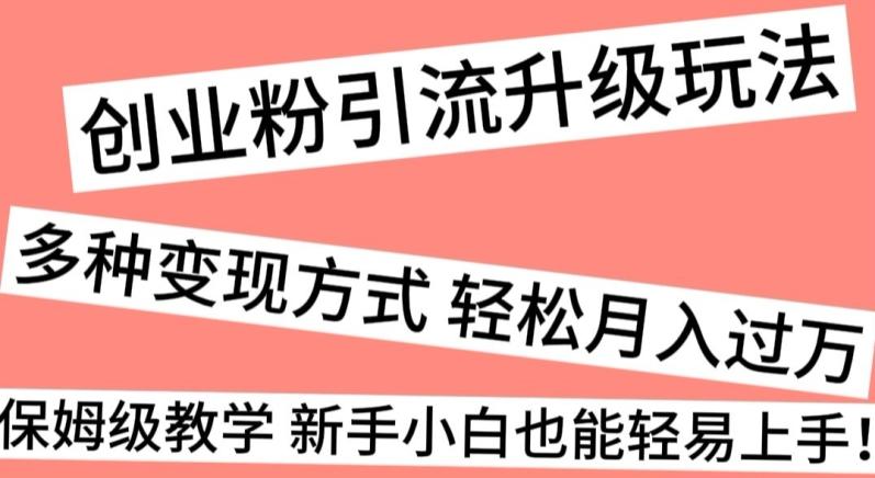 创业粉引流升级玩法，多种变现方式轻松月入过万，保姆级教学新手小白也能轻易上手！-我爱自学网