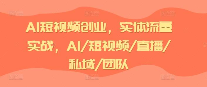 AI短视频创业，实体流量实战，AI/短视频/直播/私域/团队-我爱自学网
