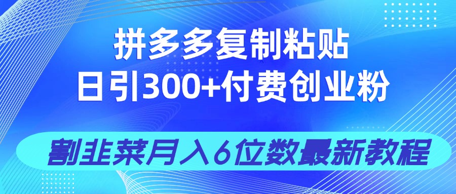 拼多多复制粘贴日引300+付费创业粉，割韭菜月入6位数最新教程！-我爱自学网