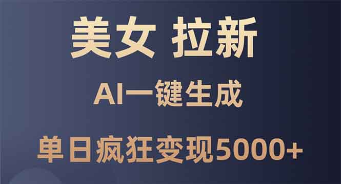 美女暴力拉新，通过AI一键生成，单日疯狂变现5000+，纯小白一学就会！-我爱自学网