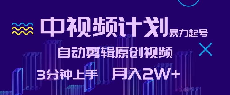 中视频计划暴力起号，自动剪辑原创视频，3分钟上手，月入2W+【揭秘】-我爱自学网