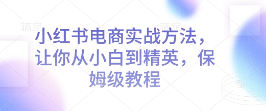小红书电商实战方法，让你从小白到精英，保姆级教程-我爱自学网