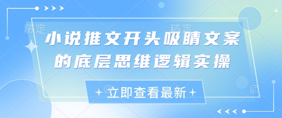 小说推文开头吸睛文案的底层思维逻辑实操-我爱自学网