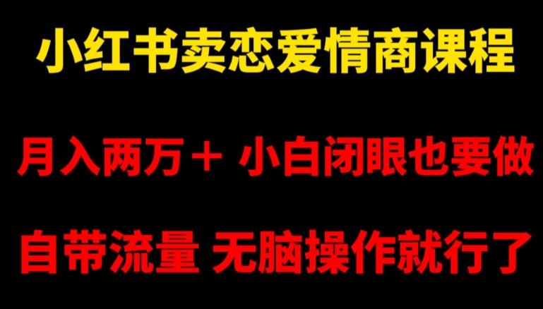 小红书卖恋爱情商课程，月入两万＋，小白闭眼也要做，自带流量，无脑操作就行了【揭秘】-我爱自学网