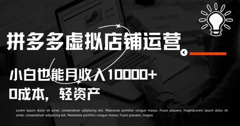拼多多虚拟店铺运营小白也能月收入10000+【揭秘】-我爱自学网