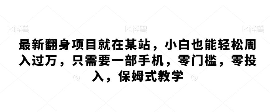 最新翻身项目就在某站，小白也能轻松周入过万，只需要一部手机，零门槛，零投入，保姆式教学-我爱自学网
