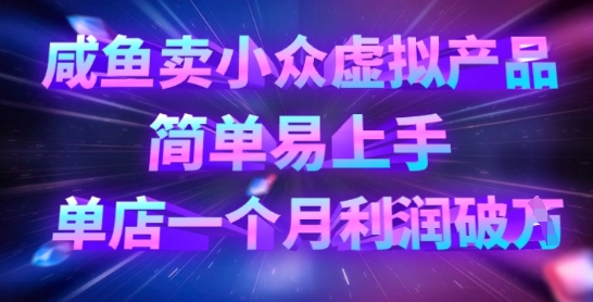 咸鱼卖小众虚拟产品，简单易上手，单店一个月利润破W-我爱自学网