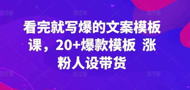 看完就写爆的文案模板课，20+爆款模板  涨粉人设带货-我爱自学网