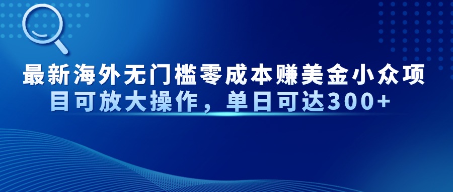 最新海外无门槛零成本赚美金小众项目可放大操作，单日可达300+-我爱自学网