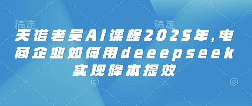 天诺老吴AI课程2025年，电商企业如何用deeepseek实现降本提效-我爱自学网