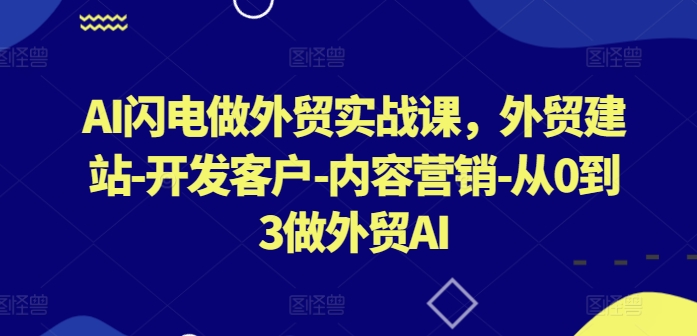 AI闪电做外贸实战课，​外贸建站-开发客户-内容营销-从0到3做外贸AI(更新)-我爱自学网