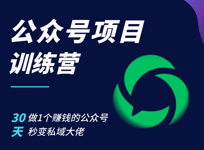公众号项目训练营，30天做1个赚钱的公众号，秒变私域大佬-我爱自学网