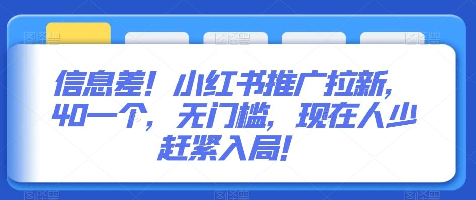信息差！小红书推广拉新，40一个，无门槛，现在人少赶紧入局！-我爱自学网
