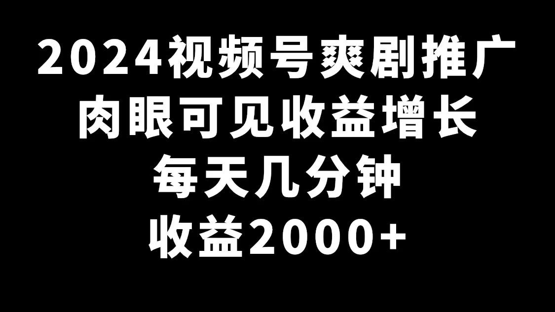 2024视频号爽剧推广，肉眼可见的收益增长，每天几分钟收益2000+-我爱自学网