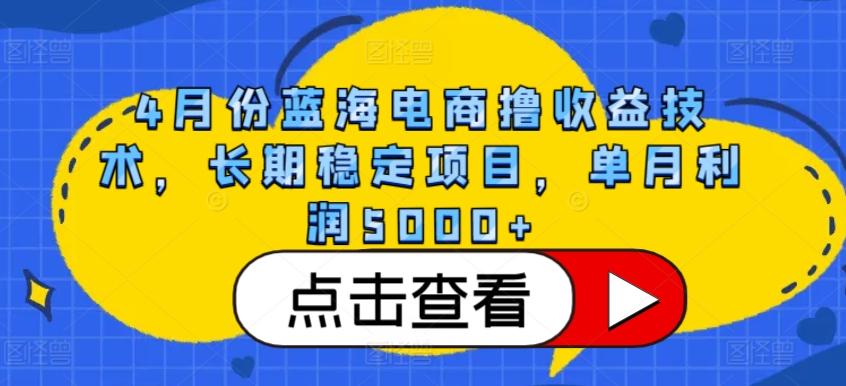 4月份蓝海电商撸收益技术，长期稳定项目，单月利润5000+【揭秘】-我爱自学网