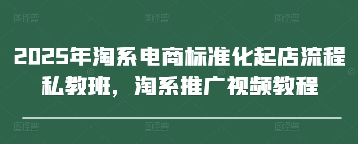 2025年淘系电商标准化起店流程私教班，淘系推广视频教程-我爱自学网