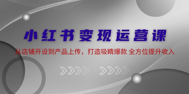 小红书变现运营课：从店铺开设到产品上传，打造吸睛爆款 全方位提升收入-我爱自学网