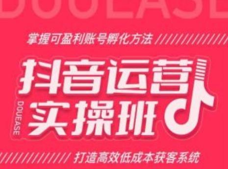 抖音运营实操班，掌握可盈利账号孵化方法，打造高效低成本获客系统-我爱自学网