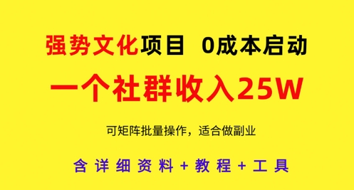 强势文化项目，一个社群收入25个W，0成本启动，可矩阵批量操作，原创详细实操教程-我爱自学网