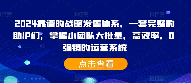 2024靠谱的战略发售体系，一套完整的助IP们，掌握小团队大批量，高效率，0 强销的运营系统-我爱自学网