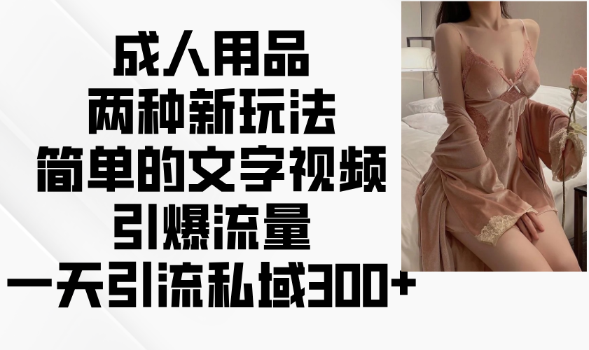 成人用品两种新玩法，简单的文字视频引爆流量，一天引流私域300+-我爱自学网