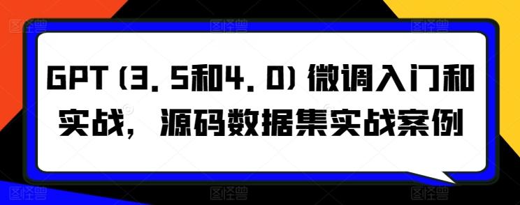 GPT(3.5和4.0)微调入门和实战，源码数据集实战案例-我爱自学网