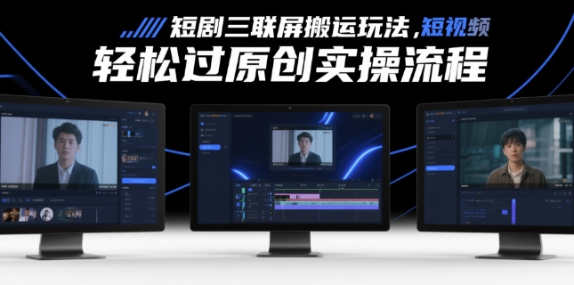 短剧三联屏搬运玩法，短剧搬运轻松过原创实操流程-我爱自学网
