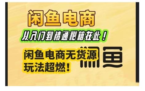 闲鱼电商实战课，从入门到精通秘籍在此，闲鱼电商无货源玩法超燃!-我爱自学网