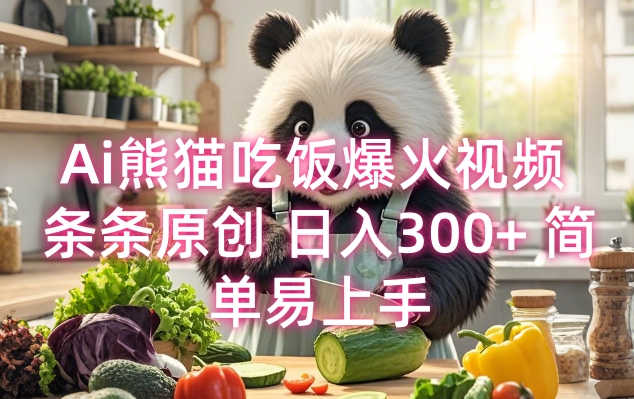 Ai熊猫吃饭爆火视频 条条原创 日入300+ 简单易上手-我爱自学网