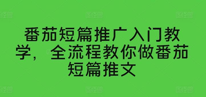 番茄短篇推广入门教学，全流程教你做番茄短篇推文-我爱自学网