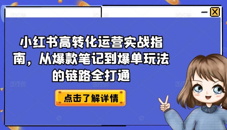 小红书高转化运营实战指南，从爆款笔记到爆单玩法的链路全打通-我爱自学网