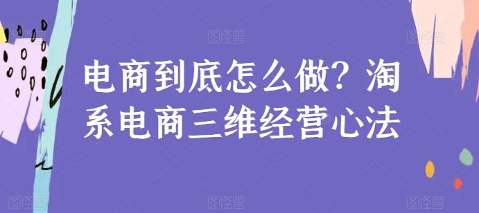 电商到底怎么做？淘系电商三维经营心法-我爱自学网