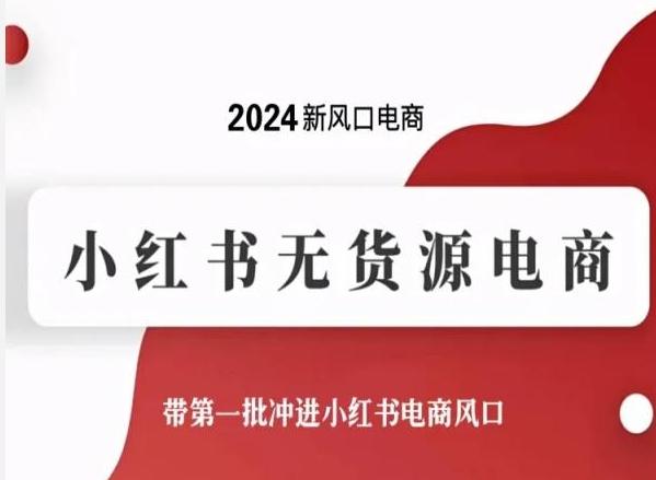 2024新风口电商，小红书无货源电商，带第一批冲进小红书电商风口-我爱自学网