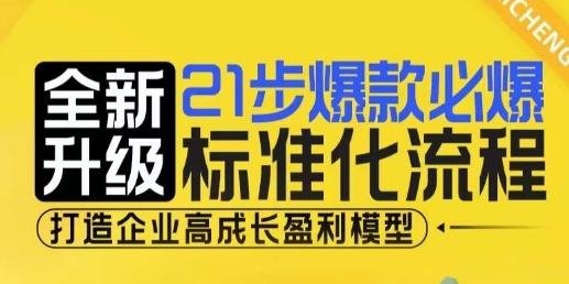 21步爆款必爆标准化流程，全新升级，打造企业高成长盈利模型-我爱自学网