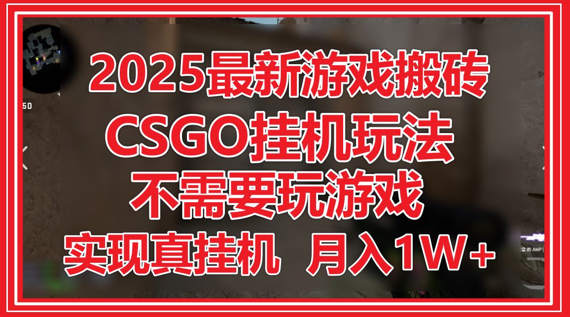 2025最新游戏搬砖，CSGO挂机，不需要玩游戏，实现真挂机，月入1W+-我爱自学网