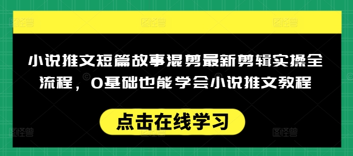 小说推文短篇故事混剪最新剪辑实操全流程，0基础也能学会小说推文教程，肯干多发日入多张-我爱自学网