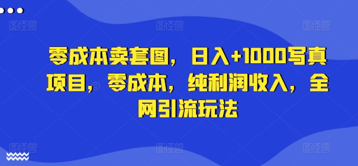 零成本卖套图，日入+1000写真项目，零成本，纯利润收入，全网引流玩法-我爱自学网