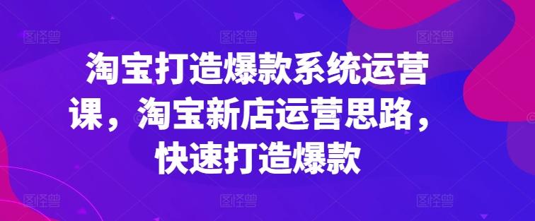 淘宝打造爆款系统运营课，淘宝新店运营思路，快速打造爆款-我爱自学网