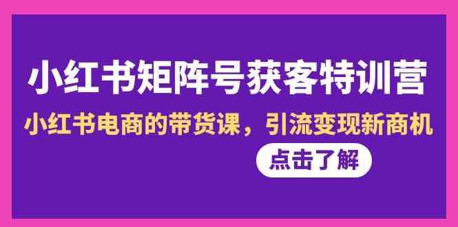 小红书矩阵号获客特训营-第10期，小红书电商的带货课，引流变现新商机-我爱自学网