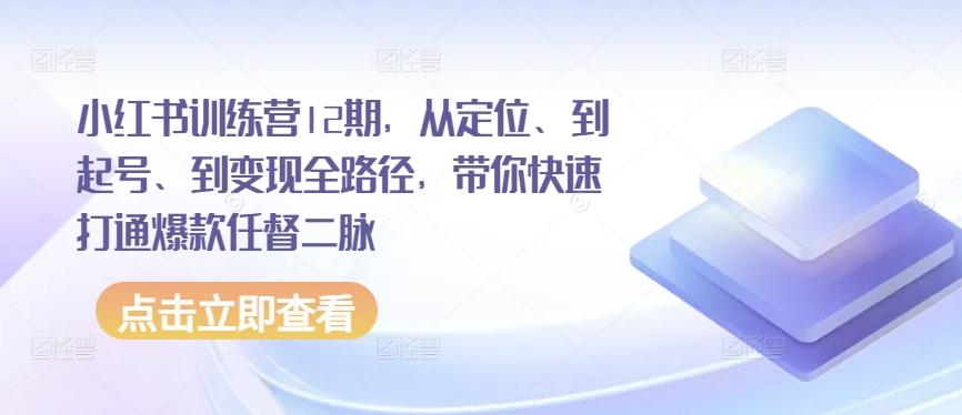 小红书训练营12期，从定位、到起号、到变现全路径，带你快速打通爆款任督二脉-我爱自学网