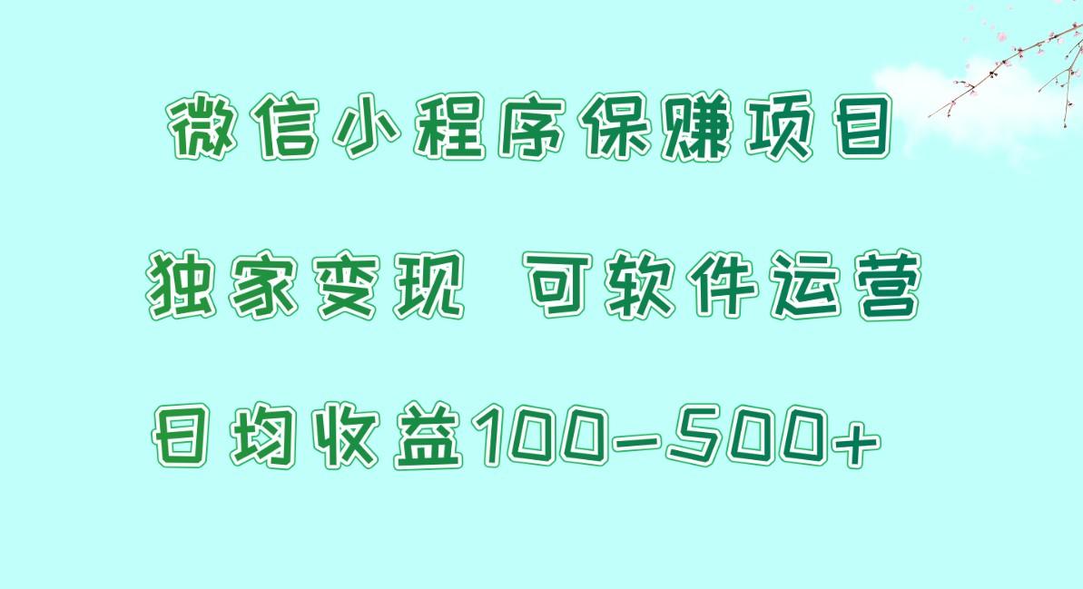 微信小程序保赚项目，日均收益100~500+，独家变现，可软件运营-我爱自学网