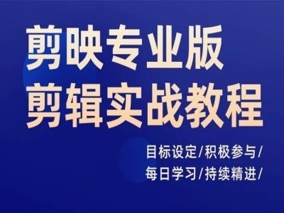 剪映专业版剪辑实战教程，目标设定/积极参与/每日学习/持续精进-我爱自学网