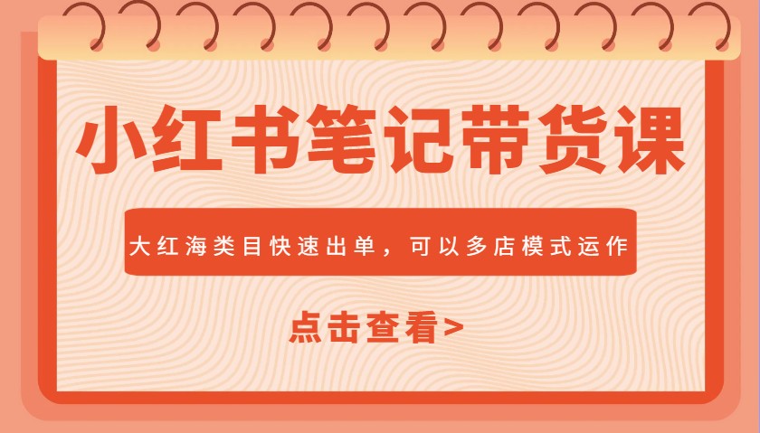 小红书笔记带货课，大红海类目快速出单，市场大，可以多店模式运作(更新)-我爱自学网