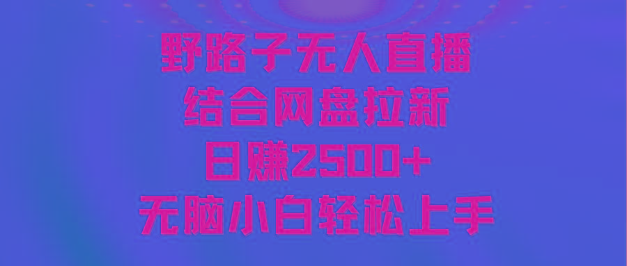 无人直播野路子结合网盘拉新，日赚2500+多平台变现，小白无脑轻松上手操作-我爱自学网