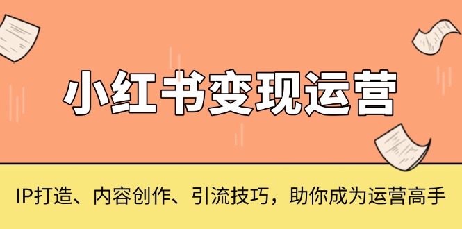 小红书变现运营，IP打造、内容创作、引流技巧，助你成为运营高手-我爱自学网