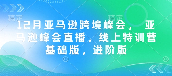 12月亚马逊跨境峰会， 亚马逊峰会直播，线上特训营基础版，进阶版-我爱自学网