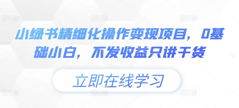 小绿书精细化操作变现项目，0基础小白，不发收益只讲干货-我爱自学网