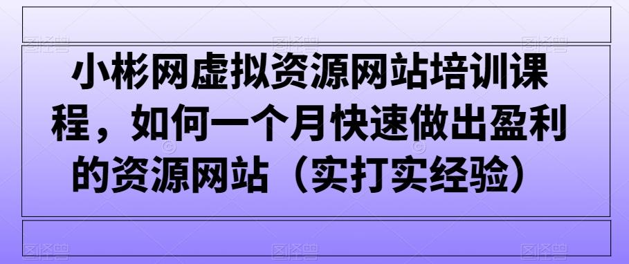 小彬网虚拟资源网站培训课程，如何一个月快速做出盈利的资源网站(实打实经验)-我爱自学网